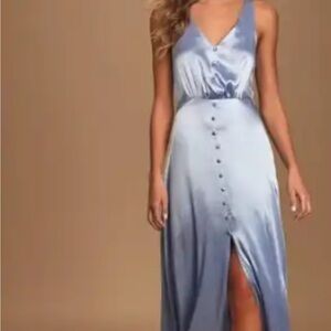 Lulus Total Adoration Light Blue Satin
Button-Front Maxi Dress